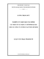 Nghiên cứu kiệt quệ tài chính các nhân tố tác động và mô hình dự báo cho các Công ty cổ phần tại TP.HCM