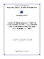Mối quan hệ giữa sự phát triển thị trường chứng khoán và tăng trưởng kinh tế: Nghiên cứu thực nghiệm trên các quốc gia Châu Á