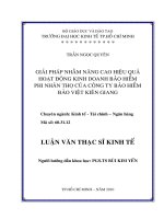 Giải pháp nâng cao hiệu quả hoạt động kinh doanh bảo hiểm phí nhân thọ của công ty bảo hiểm bảo việt Kiên Giang