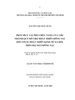 Phát huy vai trò chức năng của chi nhánh quỹ hỗ trợ phát triển Đồng Nai đối với sự phát triển kinh tế - xã hội trên địa bàn Đồng Nai