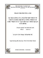 Sự hài lòng của người nộp thuế về chất lượng dịch vụ công theo cơ chế "Một cửa" tại chi cục thuế quận Tân Bình