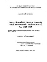 Góp Phần Nâng Cao Vai Trò của Thuế trong Phát Triển Kinh Tế tại Việt Nam