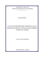 Các yếu tố ảnh hưởng đến ý định mua lại của khách hàng khi mua hàng qua mạng Internet tại khu vực TP.HCM : Luận văn thạc sĩ