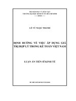 Định hướng về việc áp dụng giá trị hợp lý trong kế toán Việt Nam