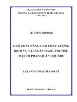 Giải pháp nâng cao chất lượng dịch vụ tại ngân hàng Thương Mại Cổ Phần quân đội