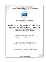 Phân tích các nhân tố tác động đến rủi ro tín dụng tại Abbank chi nhánh Đồng Nai