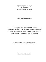 Xây dựng nội dung và sử dụng một số chương, chuyên đề trong dạy học lớp 10 theo chương trình giáo dục phổ thông môn hoá học năm 2018 