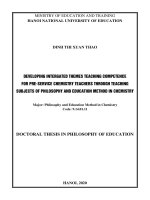 Phát triển năng lực dạy học chủ đề tích hợp cho sinh viên sư phạm hóa học thông qua dạy học các học phần lí luận và phương pháp dạy học hoá học tt tieng anh 