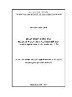 Hoàn thiện công tác quản lý ngân sách xã trên địa bàn huyện định hóa, tỉnh thái nguyên 