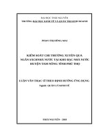 Kiểm soát chi thường xuyênqua ngân sách nhà nước tại kho bạc nhà nước huyện tam nông tỉnh phú thọ 