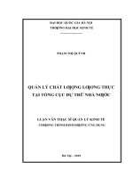 Quản lý chất lượng lương thực tại tổng cục dự trữ nhà nước 