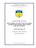 Hoàn thiện cơ chế tự chủ tài chính tại bệnh viện thống nhất thành phố hồ chí minh 