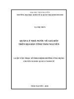 Quản lý nhà nước về giá đất trên địa bàn tỉnh thái nguyên 