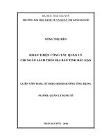 Hoàn thiện công tác quản lý chi ngân sách trên địa bàn tỉnh bắc kạn 