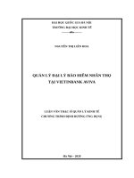 Quản lý đại lý bảo hiểm nhân thọ tại công ty TNHH bảo hiểm nhân thọ vietinbank aviva 