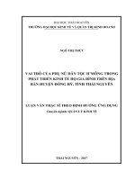 vai trò của phụ nữ dân tộc h’mông trong phát triển kinh tế hộ gia đình trên địa bàn huyện đồng hỷ, tỉnh thái nguyên​ 