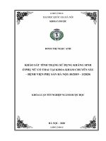 Khảo sát tình trạng sử dụng kháng sinh ở phụ nữ có thai tại khoa khám chuyên sâu   bệnh viện phụ sản hà nội (10 2019   3 2020) 