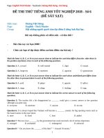 ĐỀ THI THỬ TIẾNG ANH mẫu có đáp án chi tiết