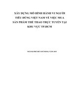 XÂY DỰNG mô HÌNH HÀNH VI NGƯỜI TIÊU DÙNG VIỆT NAM về VIỆC MUA sản PHẨM THỂ THAO TRỰC TUYẾN tại KHU vực TP HCM 