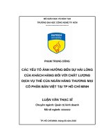 Các yếu tố ảnh hưởng đến sự hài lòng của khách hàng đối với chất lượng dịch vụ thẻ của ngân hàng thương mại cổ phần bản việt tại TP hồ chí minh 