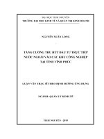 Tăng cường thu hút đầu tư trực tiếp nước ngoài vào các khu công nghiệp tại tỉnh vĩnh phúc 