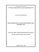 Hoàn thiện quản lý quỹ hỗ trợ nông dân tỉnh bắc kạn 