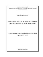 Hoàn thiện quản lý tài chính tại trường cao đẳng sư phạm trung ương 