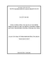 Tăng cường công tác quản lý tài chính theo cơ chế tự chủ tại trung tâm phát triển quỹ đất thành phố cẩm phả, tỉnh quảng ninh 