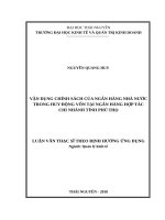 Vận dụng chính sách của ngân hàng nhà nước trong huy động vốn từ ngân hàng hợp tác chi nhánh tỉnh phú thọ 