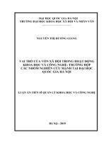 Vai trò của vốn xã hội trong hoạt động khoa học và công nghệ trường hợp các nhóm nghiên cứu mạnh tại đại học quốc gia hà nội 