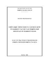 Chiến lƣợc thích nghi của tập đoàn quốc tế marriott tại việt nam trƣờng hợp khách sạn JW marriott hanoi 