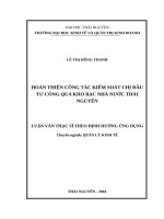 Hoàn thiện công tác kiểm soát chi đầu tư công qua kho bạc nhà nước thái nguyên 