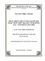 Phát triển nhà ở cho người thu nhập thấp trên địa bàn tỉnh đồng nai giai đoạn 2011 2020  luận văn thạc sĩ 