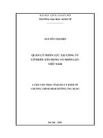 quản lý nhân lực tại công ty cổ phần xây dựng và nhân lực việt nam​ 