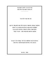 Quản trị rủi ro tín dụng trong hoạt động cho vay khách hàng doanh nghiệp tại ngân hàng TMCP công thương việt nam  chi nhánh hoàn kiếm 
