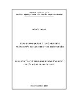 Tăng cường quản lý thuế nhà thầu nước ngoài tại cục thuế tỉnh thái nguyên 