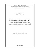 Nghiên cứu nâng cao hiệu quả phân tích cú pháp tiếng việt theo tiếp cận học máy thống kê 