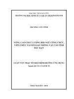 Nâng cao chất lượng đội ngũ công chức, viên chức tại sở giao thông vận tải tỉnh bắc kạn 