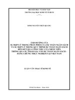 Ảnh hưởng của sự hợp lý trong phân phối của dự toán ngân sách và sự hợp lý trong quy trình dự toán ngân sách đến kết quả công việc của nhân viên thông qua sự tham gia vào dự toán ngân sách – bằng chứng thực nghiệm tại việt nam 