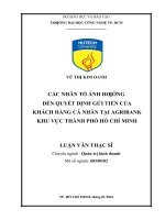 Nghiên cứu các nhân tố ảnh hƣởng đến quyết định gửi tiền của khách hàng cá nhân tại khu vực thành phố hồ chí minh 
