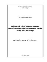 Thực hiện pháp luật về công khai, minh bạch trong tổ chức và hoạt động của ủy ban nhân dân tỉnh từ thực tiễn ở tỉnh bắc kạn 