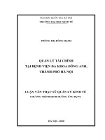 Quản lý tài chính tại bệnh viện đa khoa đông anh, thành phố hà nội 