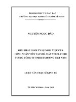 Giải pháp giảm tỷ lệ nghỉ việc của công nhân viên tại Nhà máy Steel Cord thuộc Công ty TNHH Hyosung Việt Nam