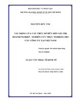 Tác động của cấu trúc sở hữu đến giá trị doanh nghiệp - nghiên cứu thực nghiệm cho các công ty tại Việt Nam