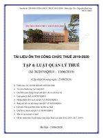 Tài liệu ôn thi công chức Thuế 2020 (Tập 4 luật quản lý thuế)