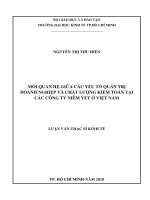 Mối quan hệ giữa các yếu tố quản trị doanh nghiệp và chất lượng kiểm toán tại các công ty niêm yết ở việt nam 