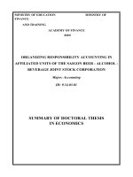 Tổ chức kế toán trách nhiệm tại các đơn vị trực thuộc tổng công ty cổ phần bia – rượu – nước giải khát sài gòn tt tiếng anh 