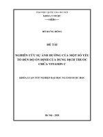 Nghiên cứu sự ảnh hưởng của một số yếu tố đến độ ổn định của dung dịch thuốc chứa vitamin c 