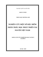 Nghiên cứu một số đặc điểm nhân trắc học phát triển tai người việt nam 
