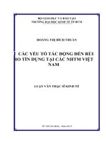 Các yếu tố tác động đến rủi ro tín dụng tại các ngân hàng thương mại cổ phần việt nam 